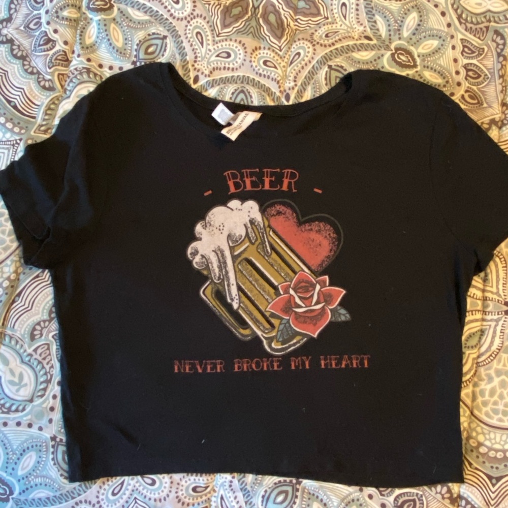 Beer never broke my heart crop top